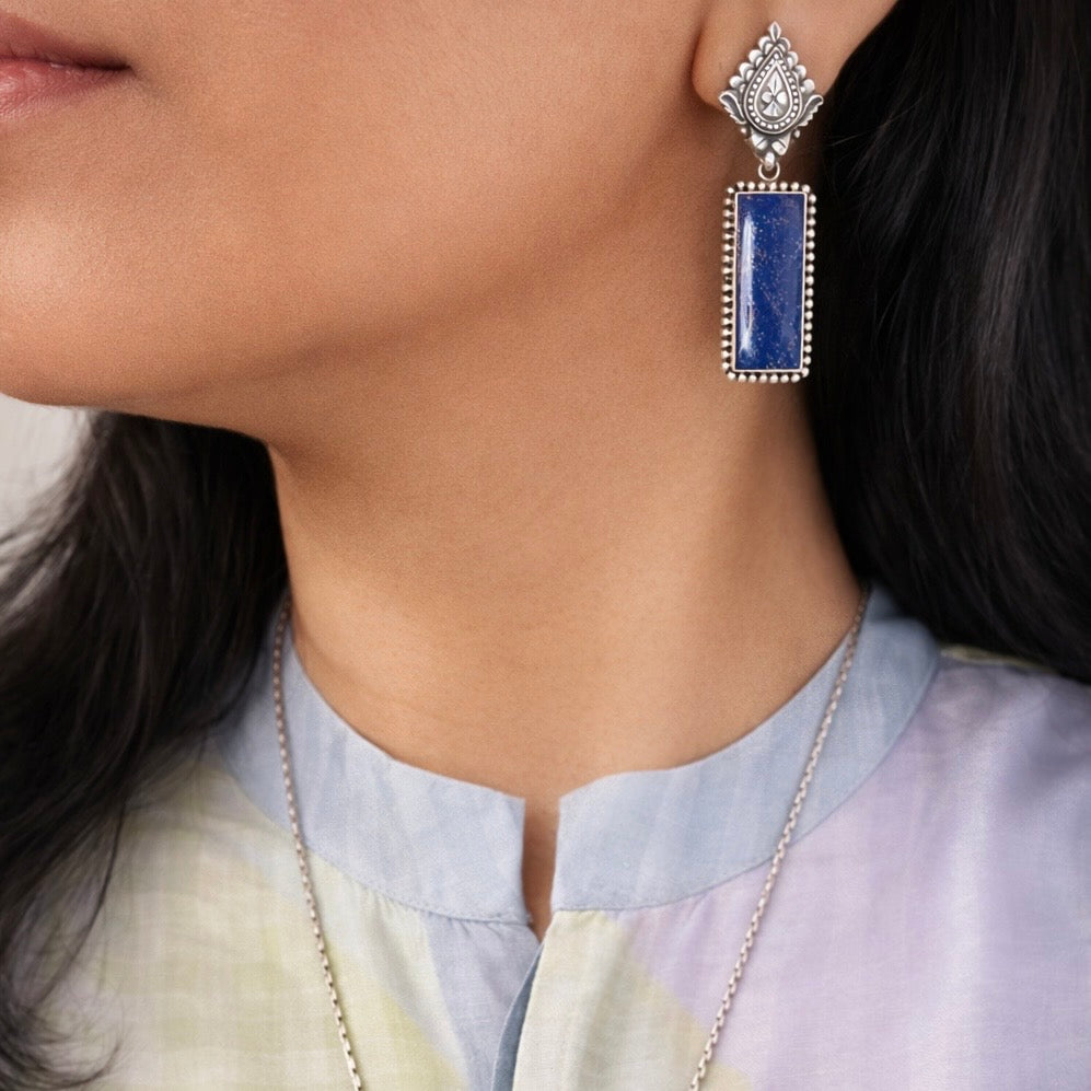 Neel Lapis Pendant & Earrings