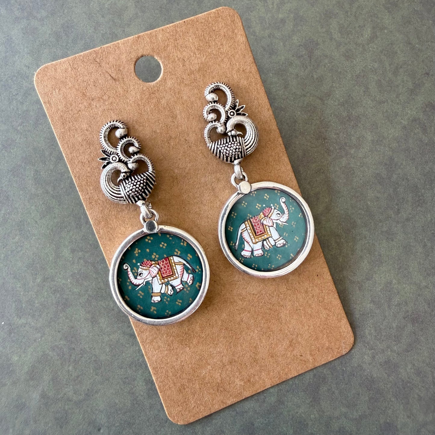 Leela Painted Earrings – Gaj (Green)