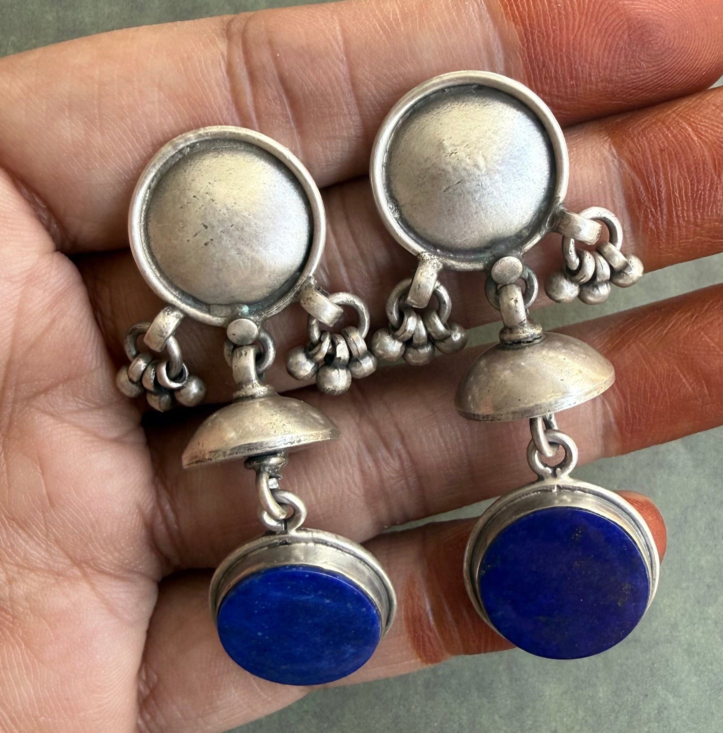 Lapis Charm Drop Earrings