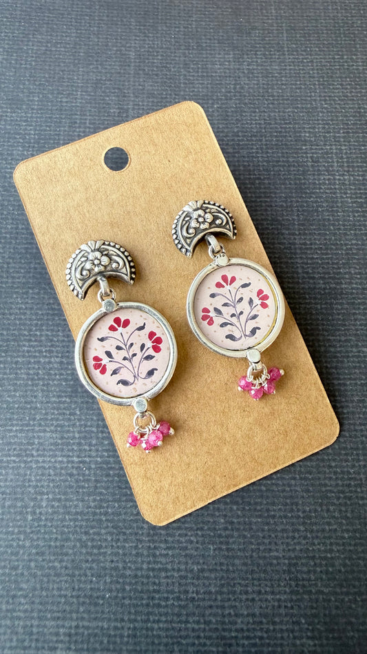 Leela Painted Earrings – pink floral