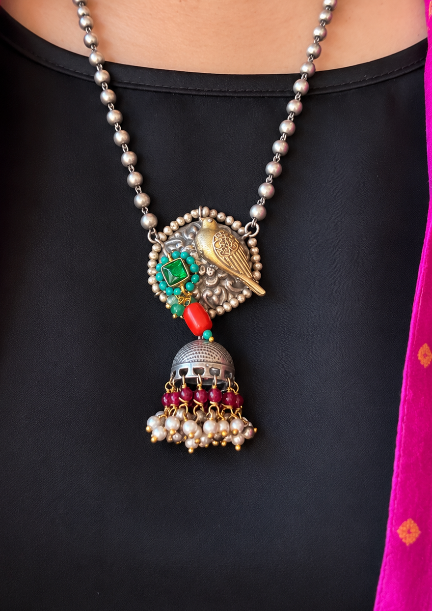 Saanjh Bird Jhumka Necklace