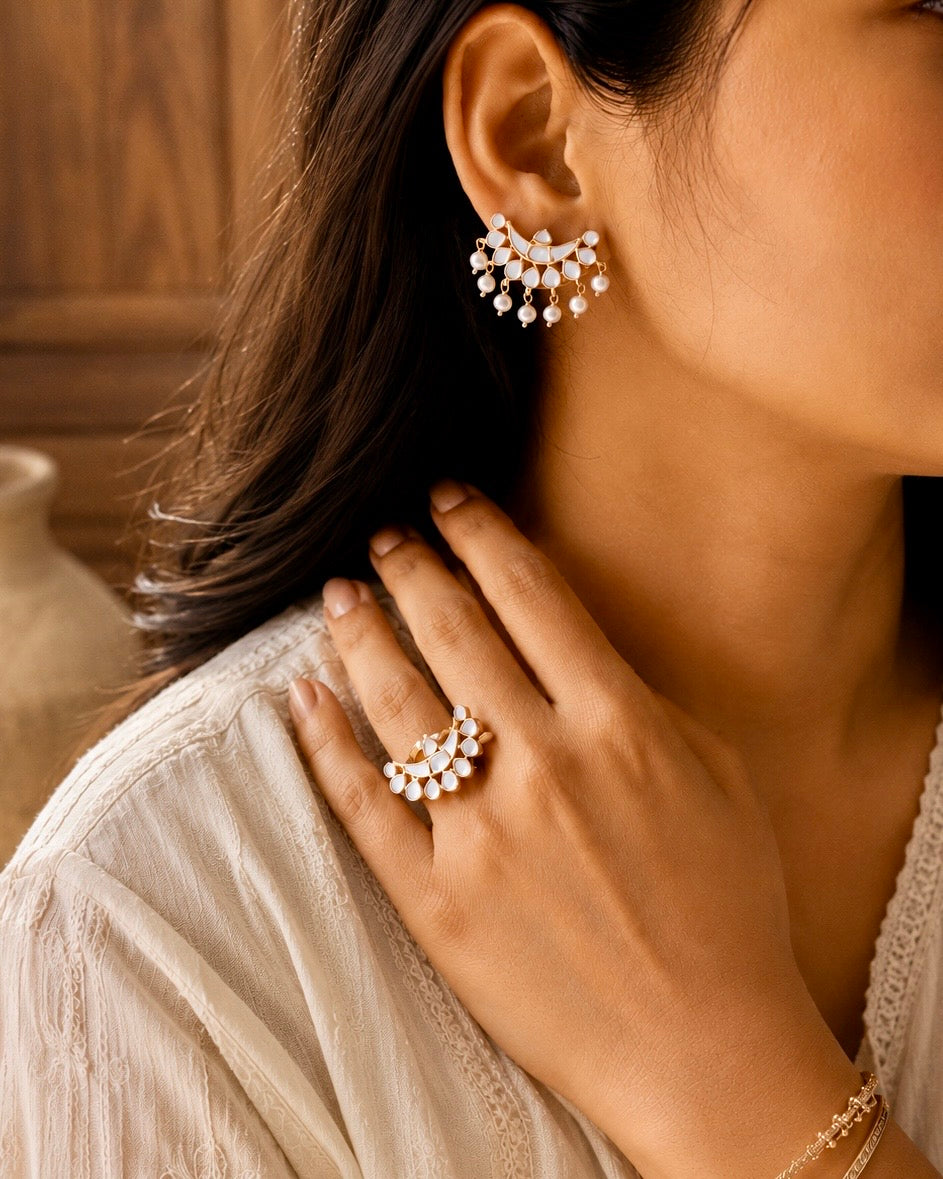 Crescent Mother of Pearl Earrings