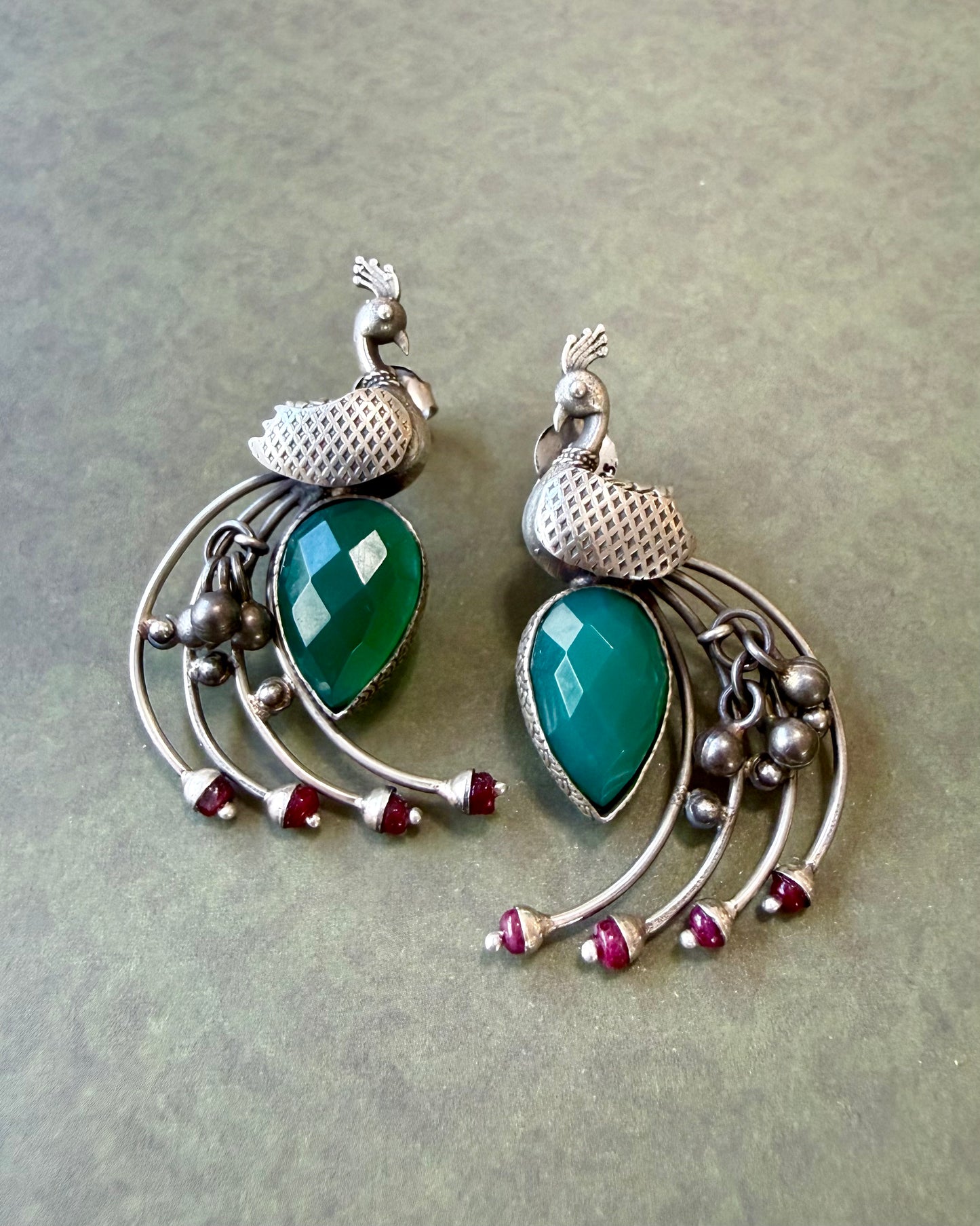 Vana Peacock Cascade Earrings