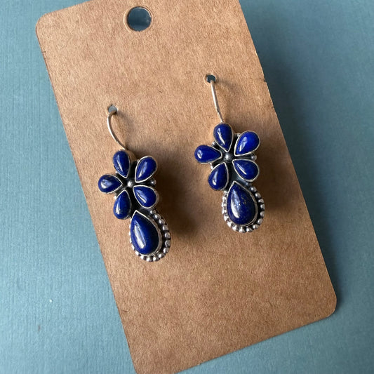 Lapis Flower Drop Earrings