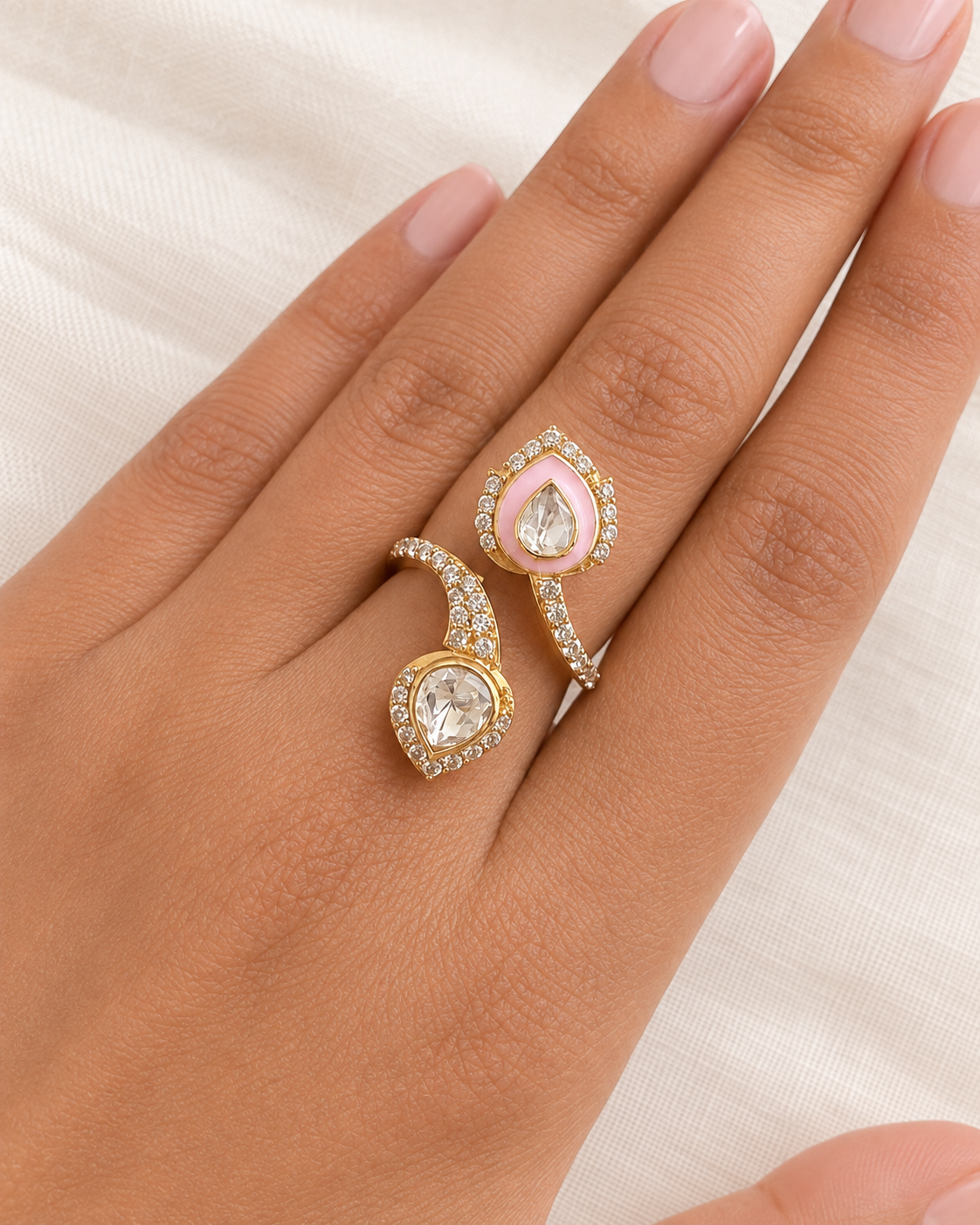 Gulabi Mor Pankh Ring