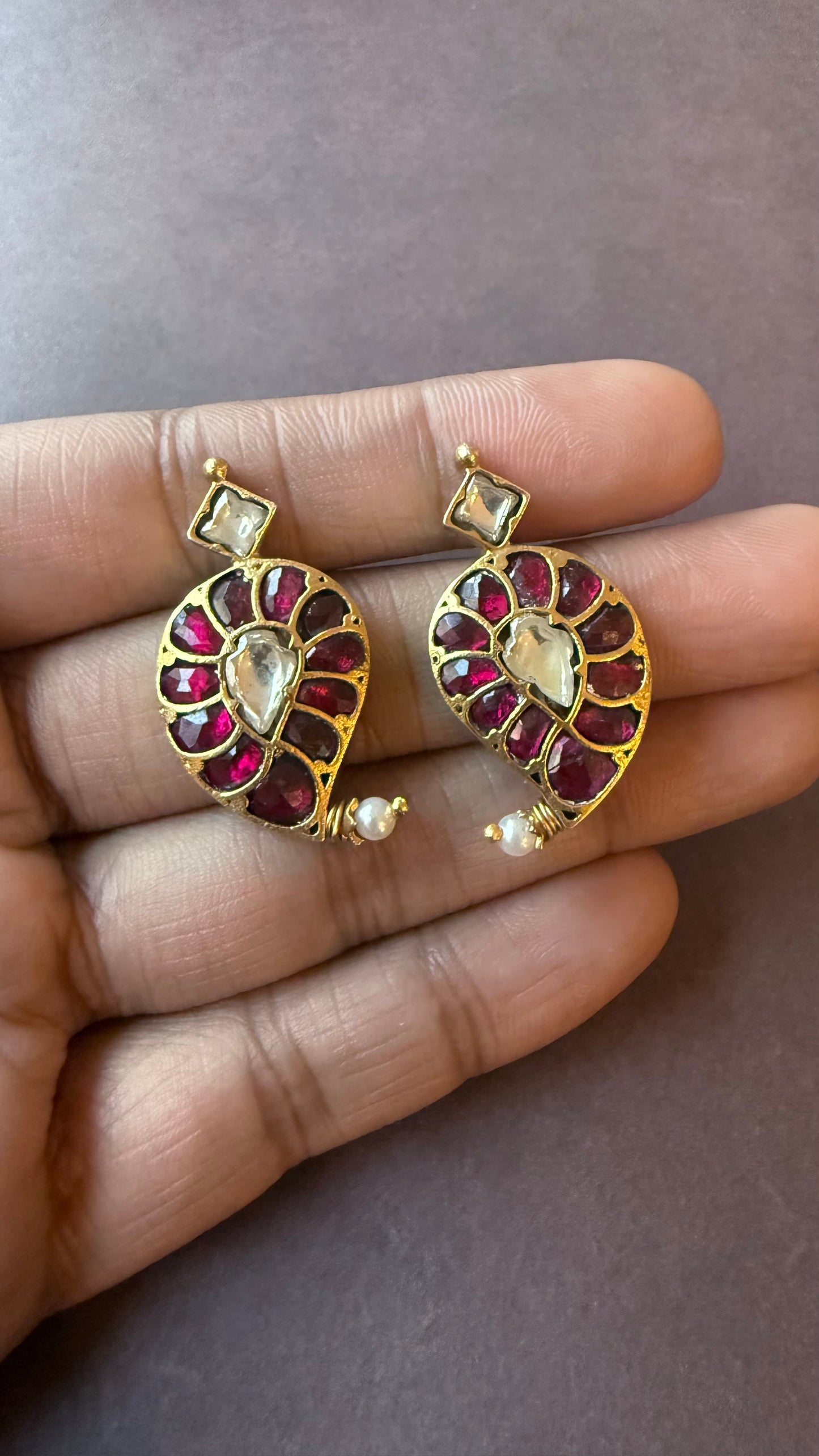 Raani Ambi Earrings – Ruby Pink