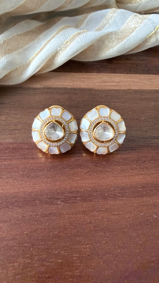 Mother of Pearl Polki Studs