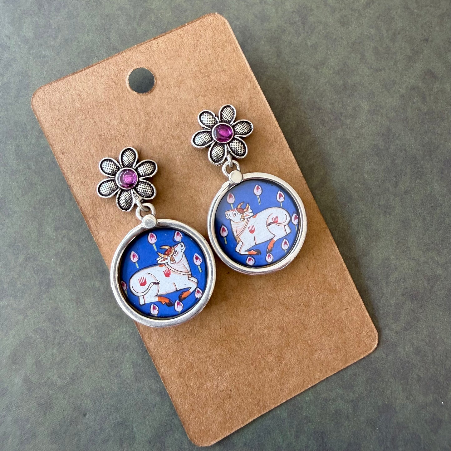 Leela Painted Earrings – Gauri (Blue)