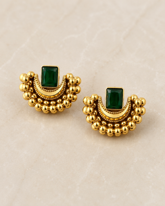 Crescent Emerald Earrings