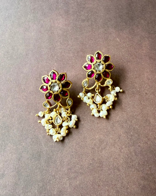 Raani Kundan Pearl Drop Earrings