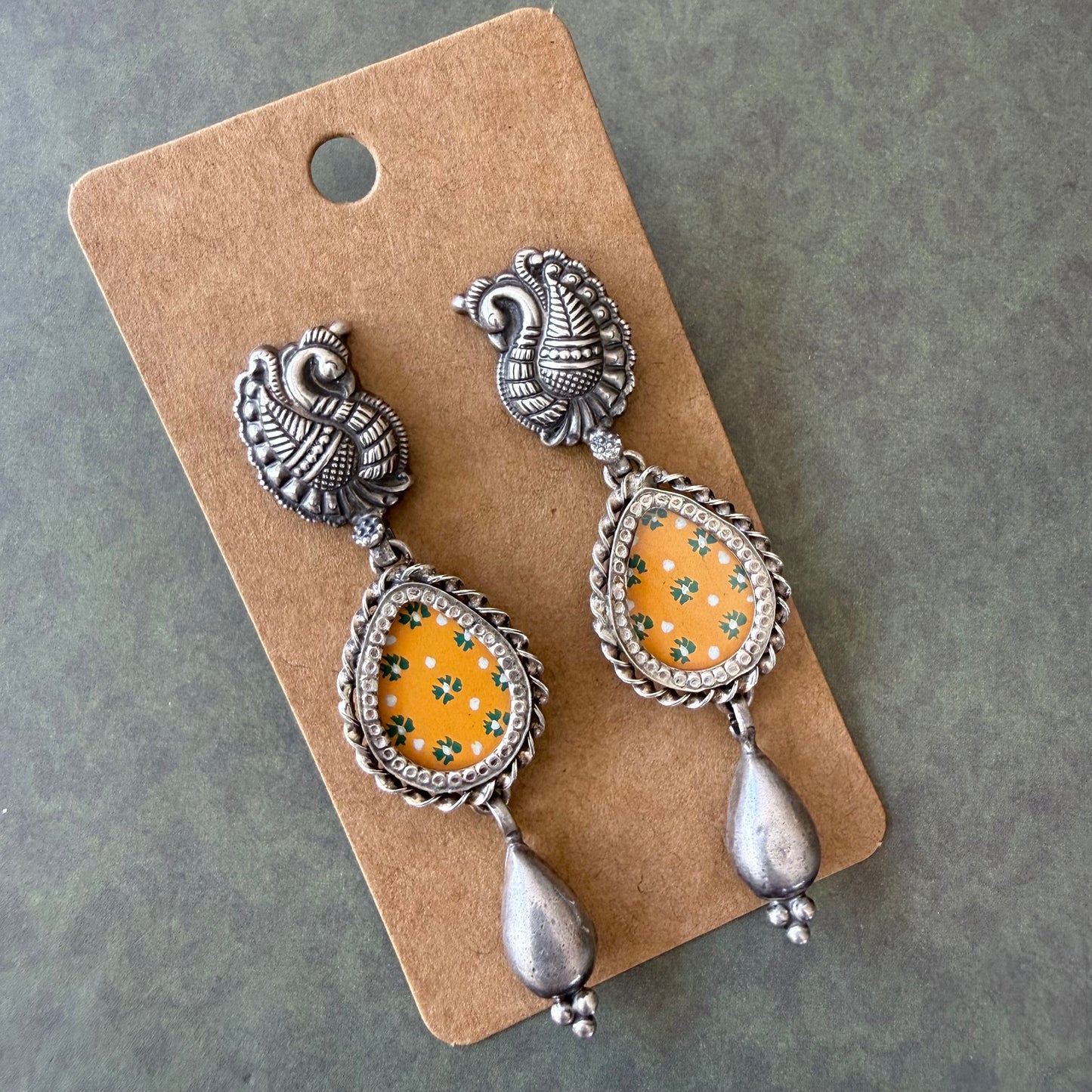 Leela Painted Earrings – Yellow Drop