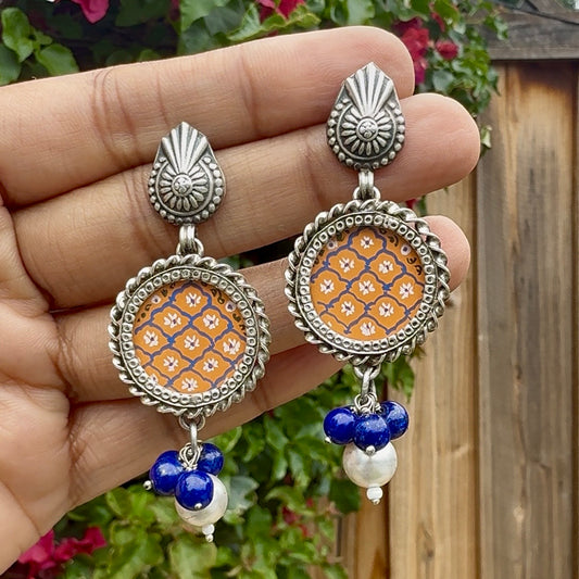 Leela Painted Earrings – Orange Circle