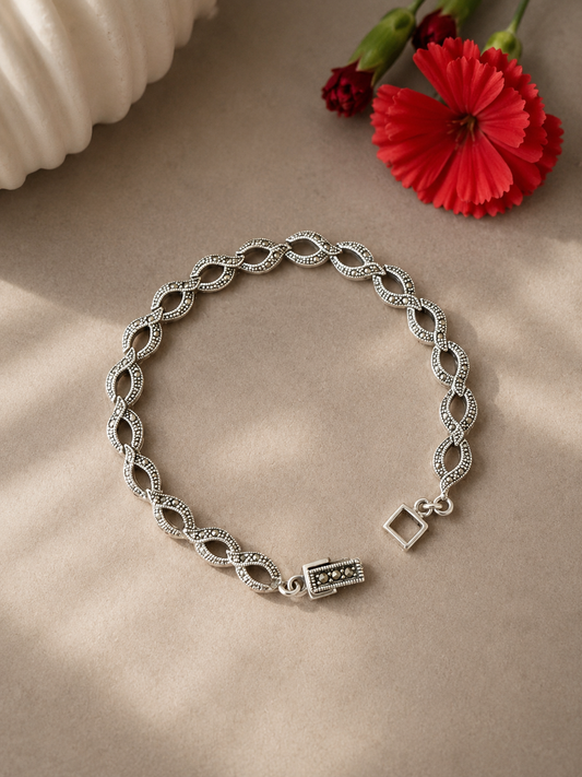 Marcasite Infinity Link Bracelet