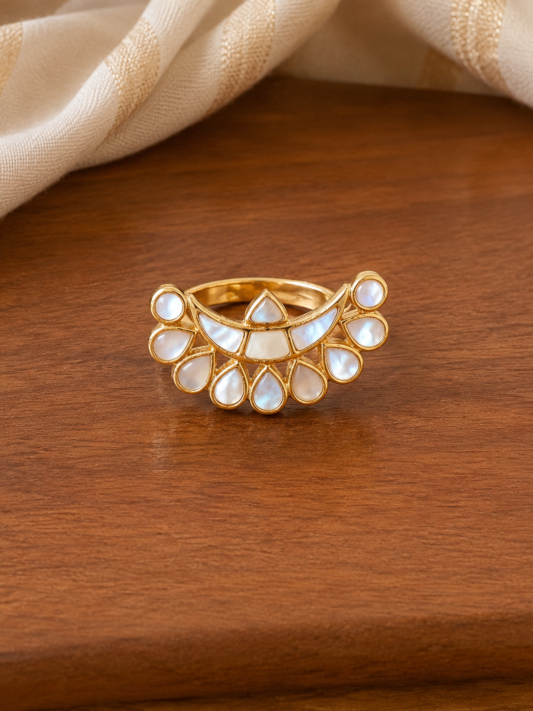 Crescent Mother of Pearl Ring