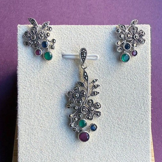 Bloom Vine Marcasite Pendant