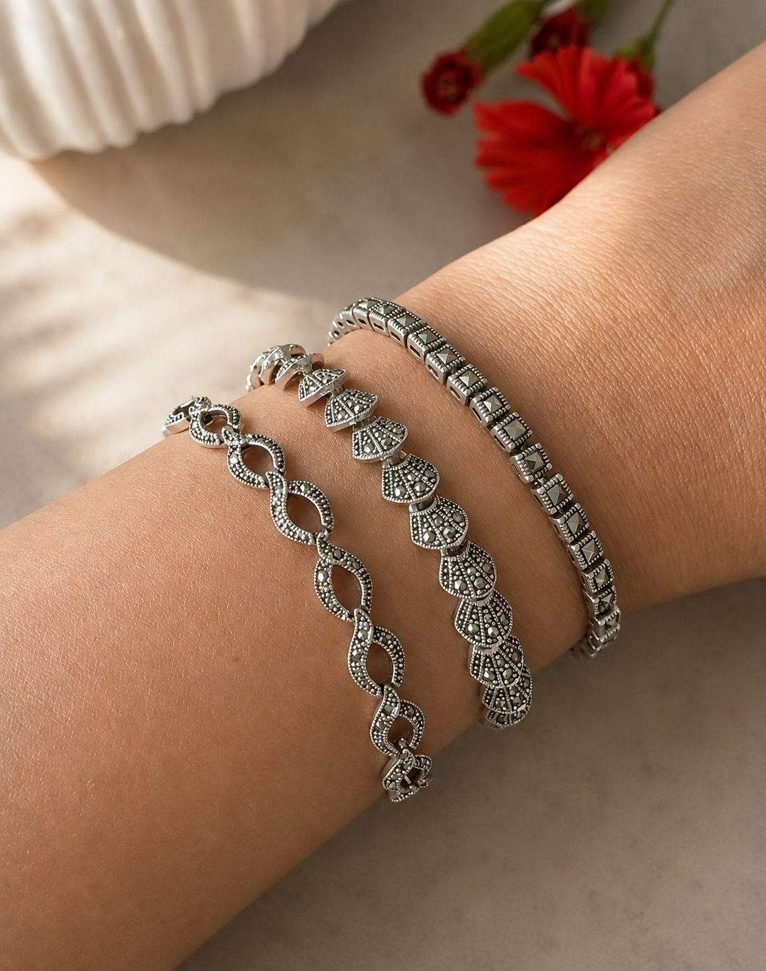 Marcasite Infinity Link Bracelet