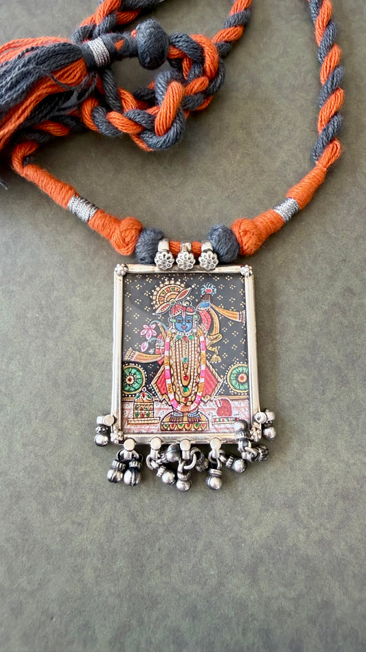 Leela – Shrinath Ji rectangle Pendant with Dori
