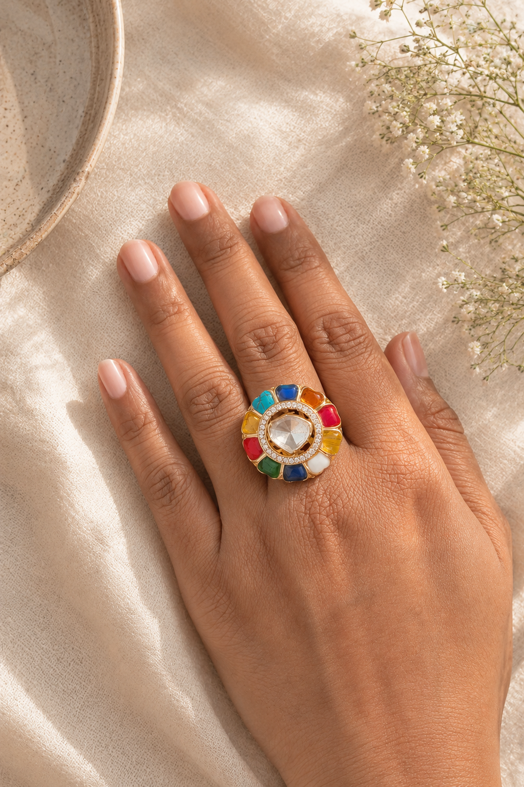 Navratan Polki Ring