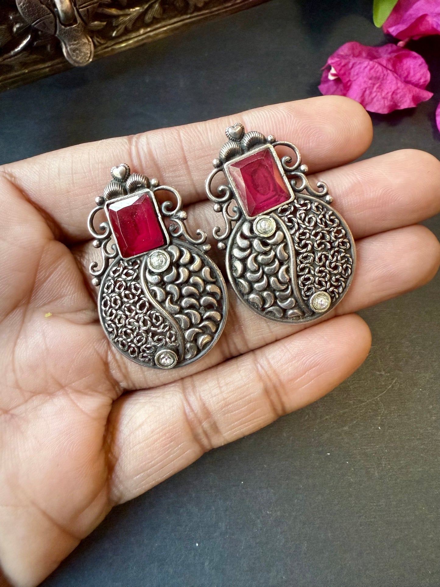 Royal Filigree Studs- Silver