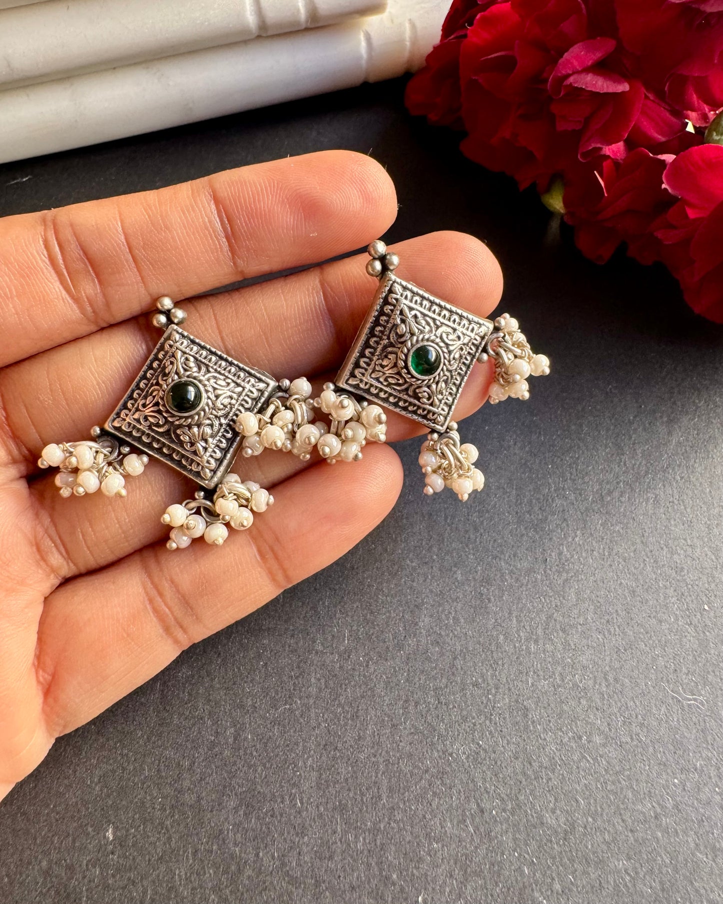 Pearl Patang Studs - Silver