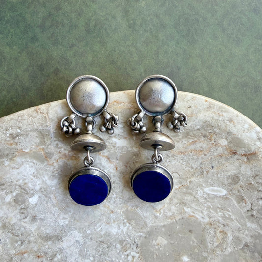 Lapis Charm Drop Earrings