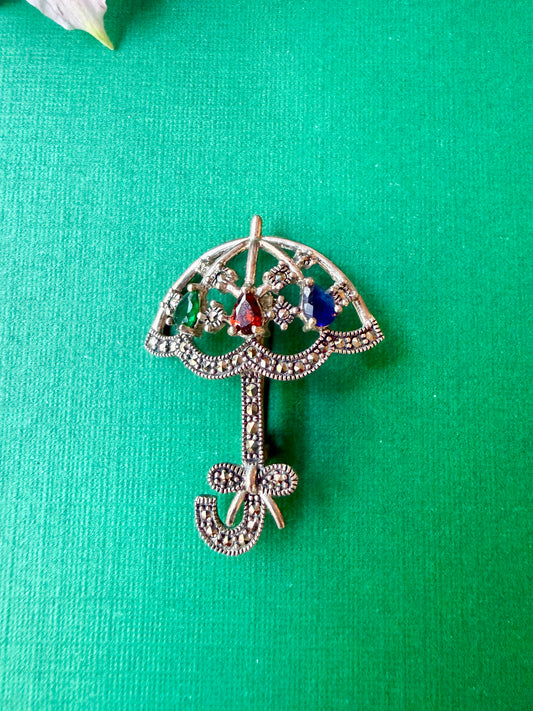 Umbrella Marcasite Brooch