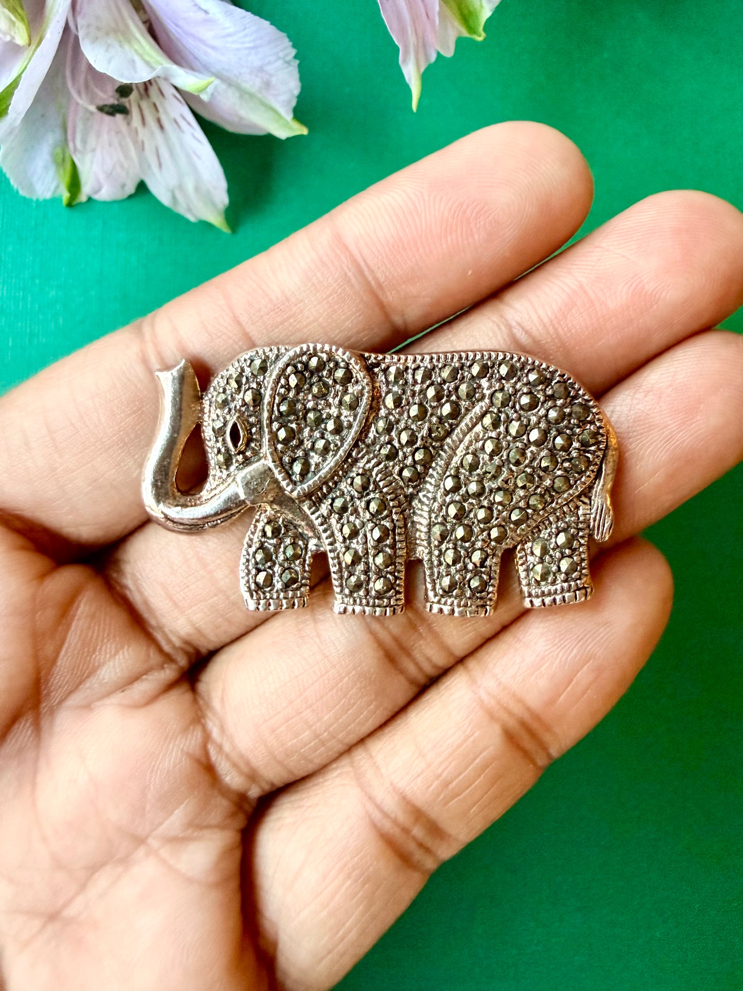 Elephant Marcasite Brooch
