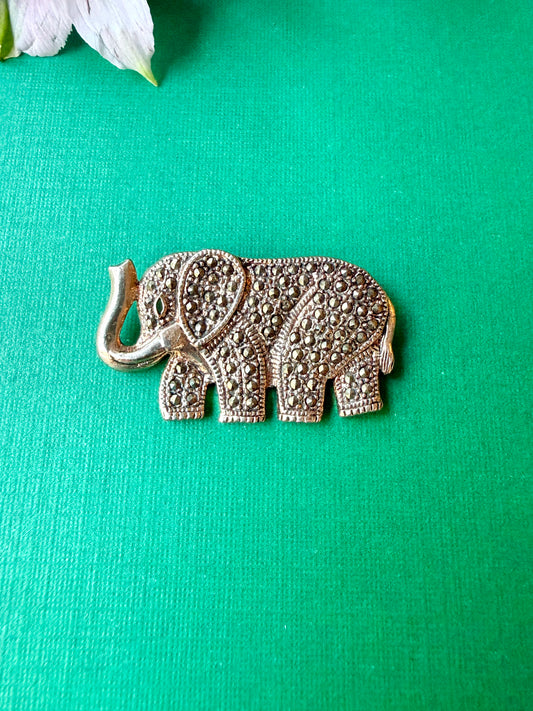 Elephant Marcasite Brooch