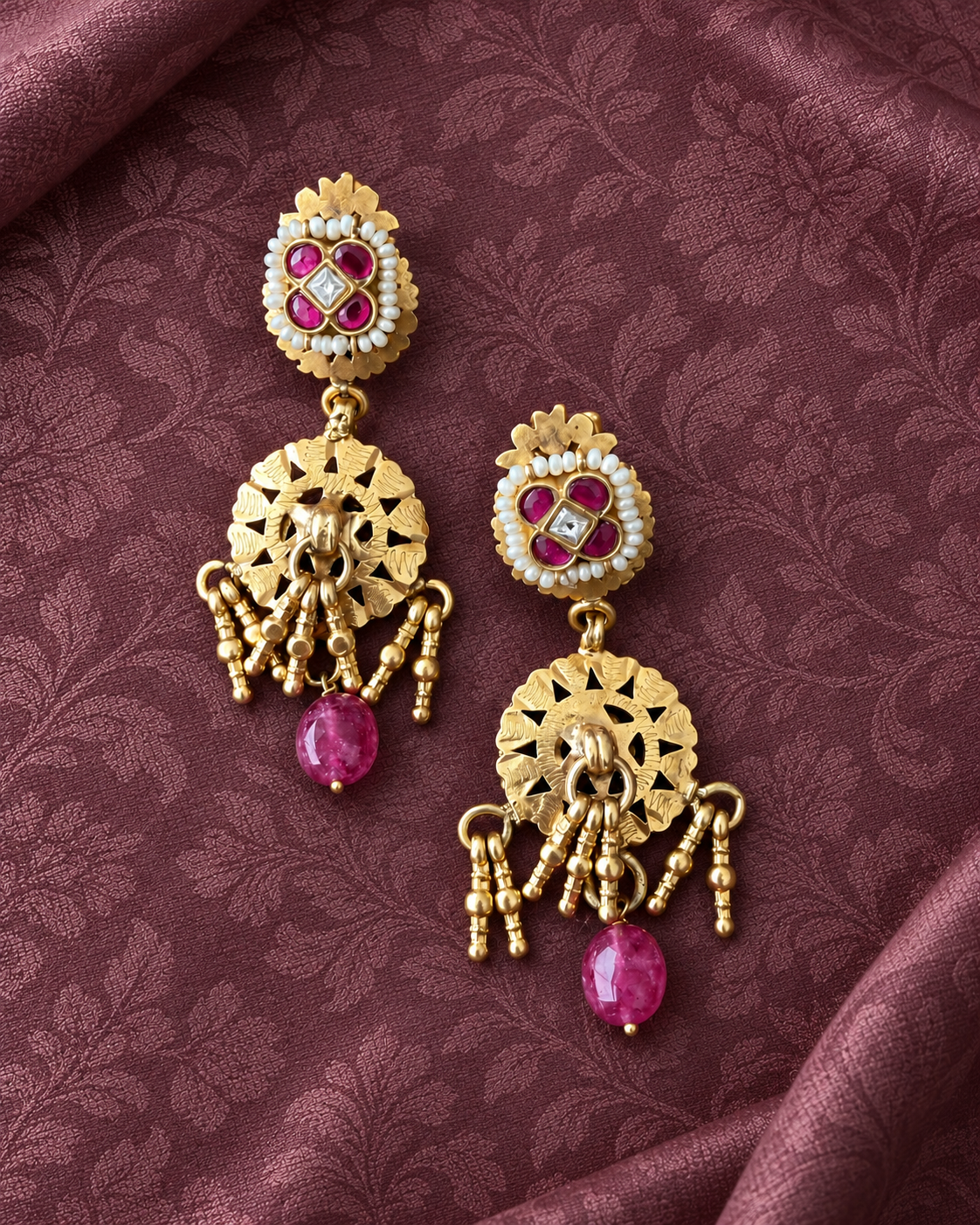 Ruhani Pink Kundan Earrings