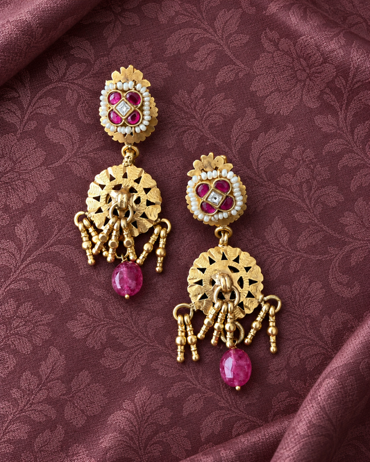 Ruhani Pink Kundan Earrings