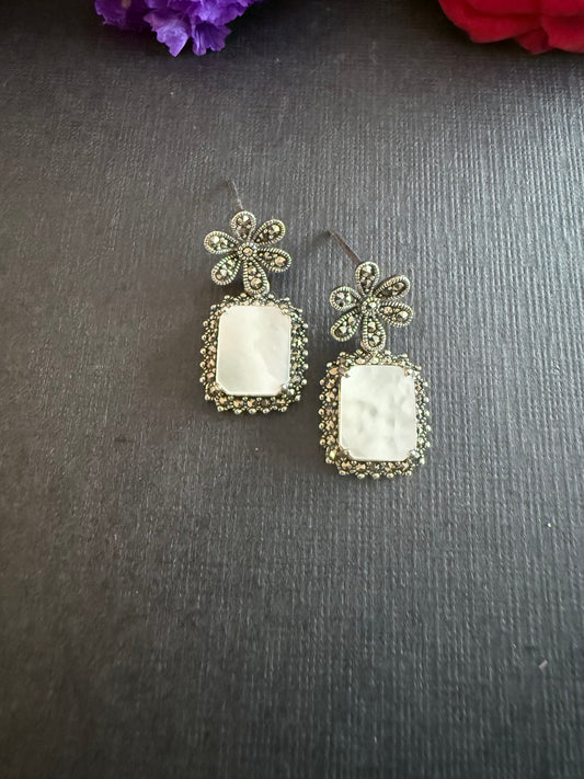 Mop-Marcasite Drop Earrings