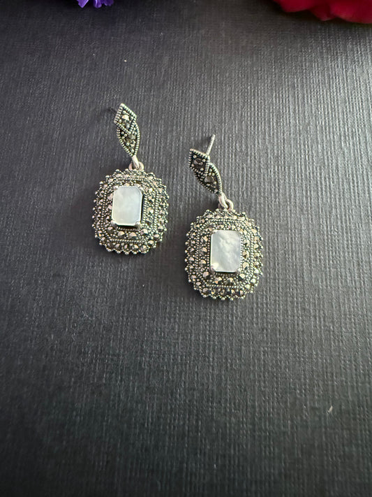 Mop-Marcasite Drop Earrings