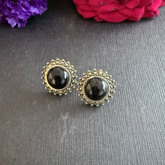 Onyx-Marcasite Studs