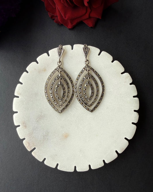 Marcasite Layered Drop Earrings