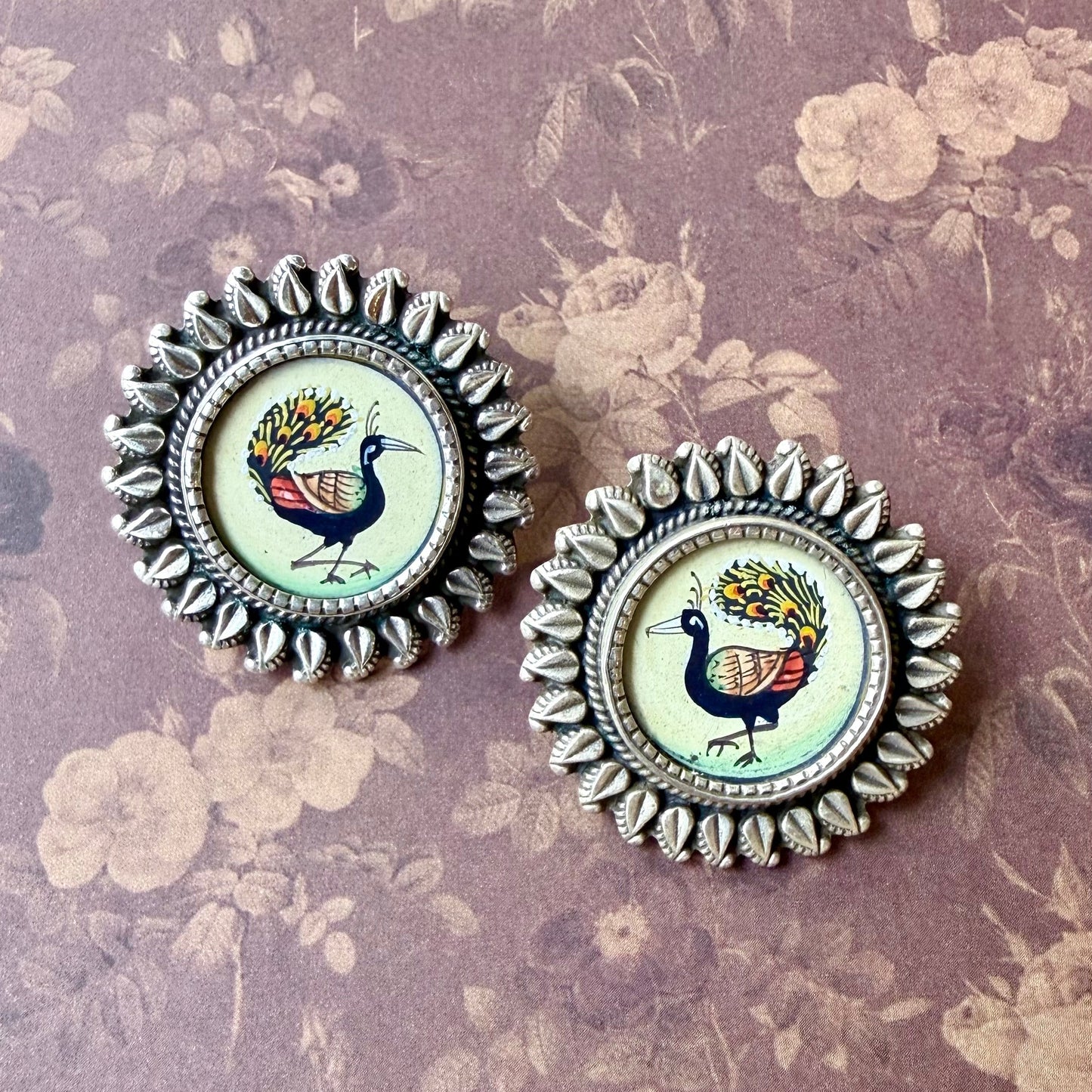 Leela – Peacock Stud Earrings