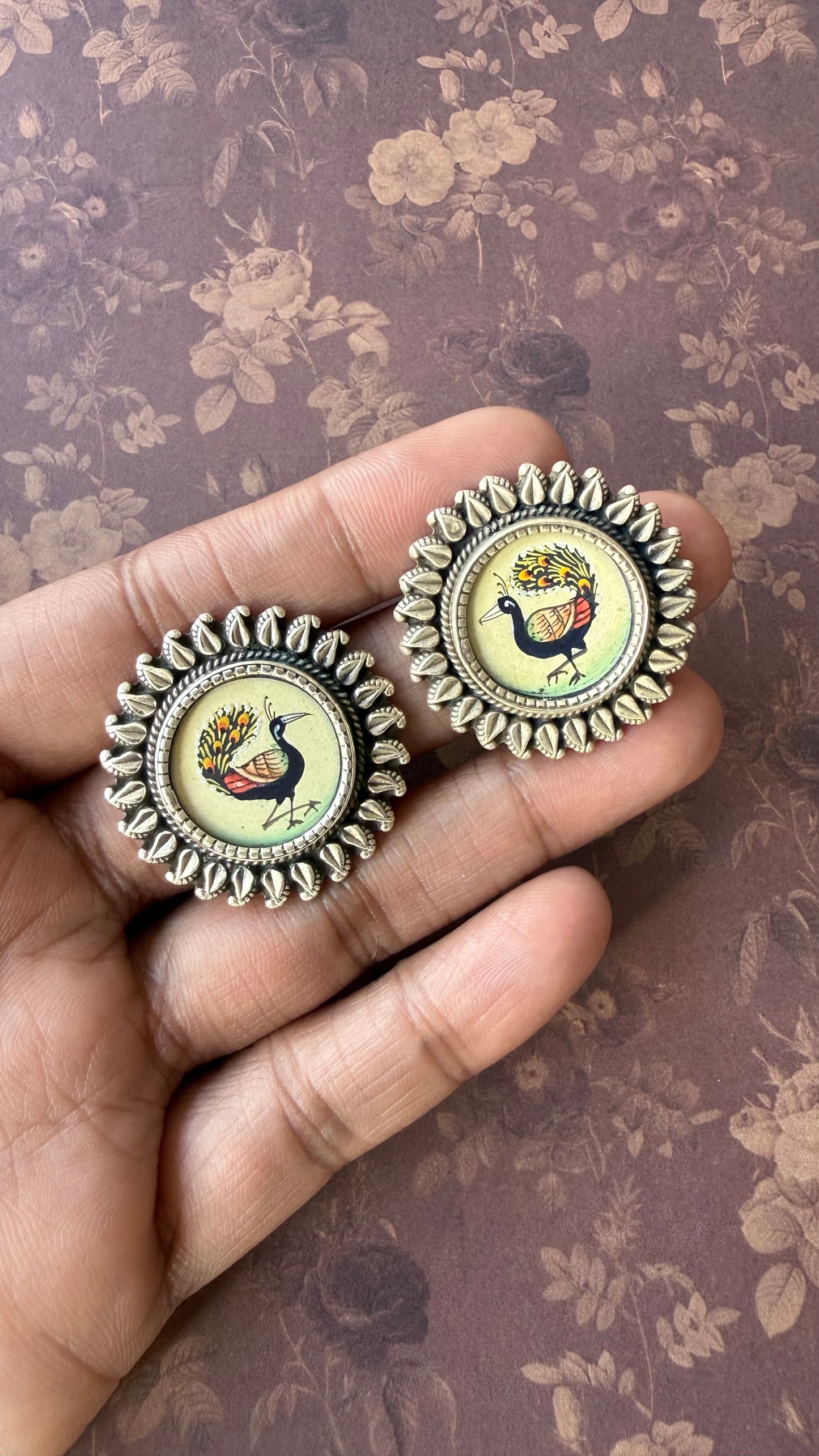 Leela – Peacock Stud Earrings