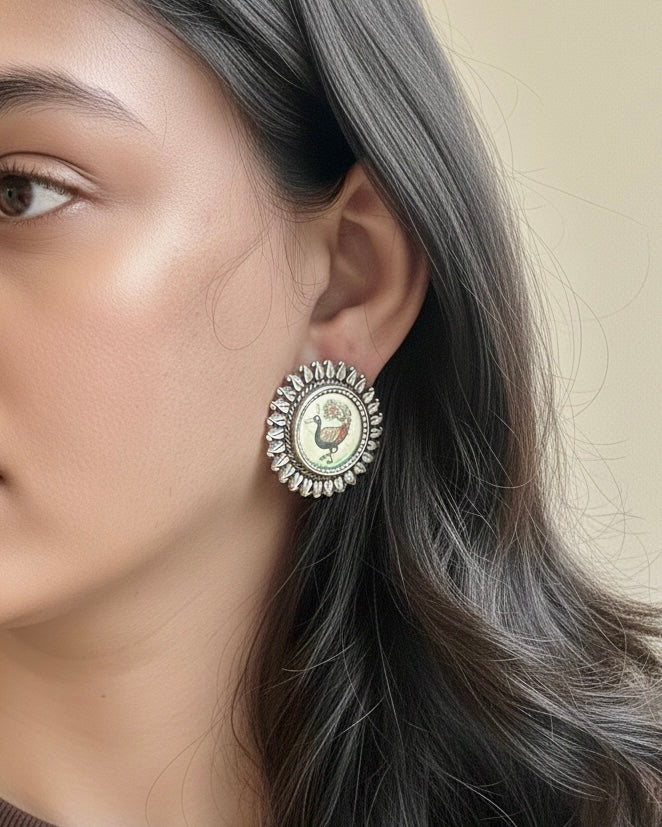 Leela – Peacock Stud Earrings
